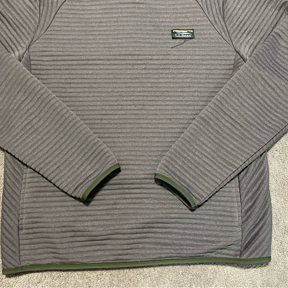 L.L. Bean Gray Ribbed Crewneck with Green Trim - Picture 3 of 16